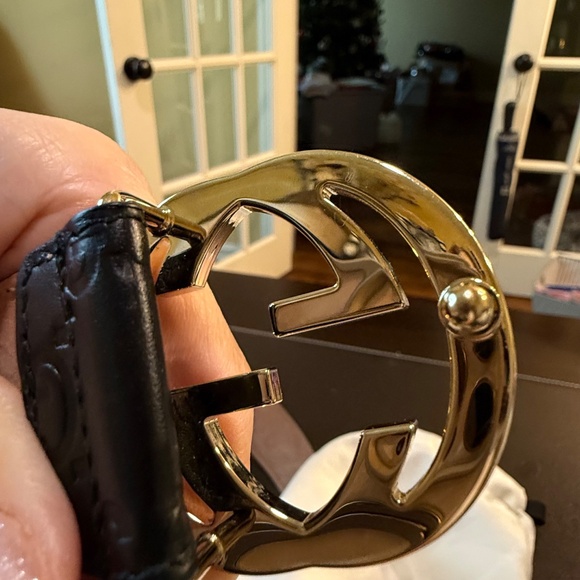 Gucci  VGUC Guccissima Leather Interlocking G Buckle Belt in Black size 80/32 - Picture 8 of 15